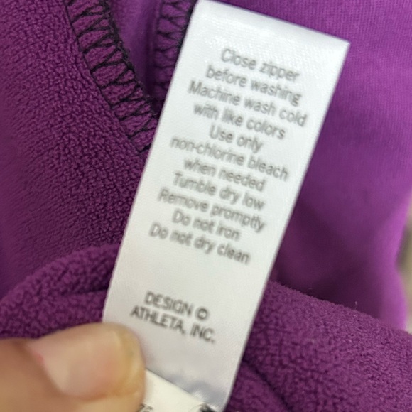 Athleta Women's Swara Fleece Hooded Embroidered Black Purple Jacket Size S - Picture 11 of 13